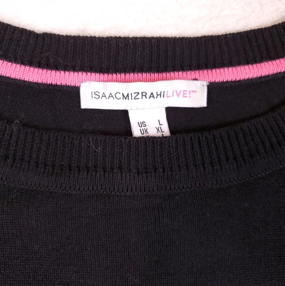 Isaac Mizrahi Live Black Long Sleeve Crew Neck Sweater - Picture 2 of 4